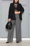 Kadın Oversize Astarlı Kadife Ceket Siyah
