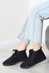 Kadın İnce Taban Bağcıklı İçi Kürklü Bot Siyah