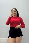 Kadın Uzun Kol Yarım Balıkçı Yaka Body Kırmızı