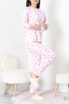 Kadın Süet Alt Üst Aynı Pijama Takımı Pembekiraz