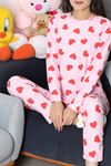 Kadın Süet Alt Üst Aynı Pijama Takımı Pembekırmızı