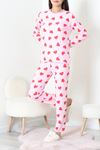 Kadın Süet Alt Üst Aynı Pijama Takımı Pembekırmızı
