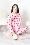 Kadın Süet Alt Üst Aynı Pijama Takımı Pembekırmızı