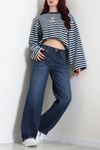 Kadın Wide Leg Kot Pantolon Koyulaci