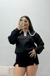 Kadın Scuba Bebe Yaka Fermuar Detaylı Sweat Siyah