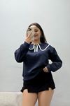 Kadın Scuba Bebe Yaka Fermuar Detaylı Sweat Lacivert