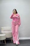 Kadın Şeritli 2 İplik Eşofman Takımı Pembebeyaz