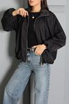 Kadın Dik Yaka Oversize Bomber Ceket Siyah
