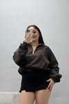 Kadın Yarasa Kol Selanik Sweat Kahve