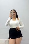 Kadın Geniş Yaka Dantel Askısı Boydan Geçmeli Viskon Body Ekru