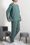 Süprem Ekose Bisiklet Yak Uzun Kol Cepli Erkek Pijama Takımı Yeşil