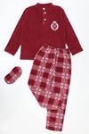 Çocuk 7-10 Yaş Polar Pijama Takımı Bordo