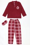 Çocuk 7-10 Yaş Polar Pijama Takımı Bordo