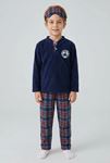 Çocuk 7-10 Yaş Polar Pijama Takımı Lacivert