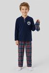 Çocuk 7-10 Yaş Polar Pijama Takımı Lacivert