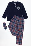 Çocuk 7-10 Yaş Polar Pijama Takımı Lacivert
