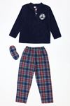 Çocuk 7-10 Yaş Polar Pijama Takımı Lacivert