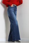 Kadın Yüksek Bel Wide Leg Kot Pantolon Mavi