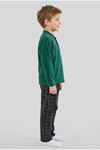 Çocuk 7-10 Yaş Polar Pijama Takımı Zümrüt