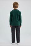Çocuk 7-10 Yaş Polar Pijama Takımı Zümrüt