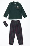 Çocuk 7-10 Yaş Polar Pijama Takımı Zümrüt