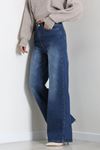 Kadın Yüksek Bel Wide Leg Kot Pantolon Koyumavi