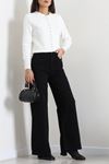 Kadın Yüksek Bel Wide Leg Kot Pantolon Siyah
