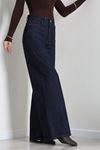 Kadın Yüksek Bel Wide Leg Kot Pantolon Lacivert