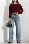Kadın Yüksek Bel Wide Leg Kot Pantolon Yeşiltint
