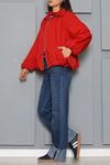 Kadın Dik Yaka Oversize Bomber Ceket Kırmızı