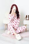 Kadın Süet Düğmeli Pijama Takım Pembekalpli