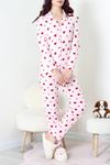 Kadın Süet Düğmeli Pijama Takım Pembekalpli