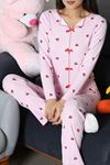 Kadın Kaşkorse Pijama Takımı Pembe