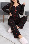 Kadın Kaşkorse Pijama Takımı Siyah