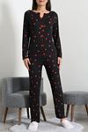 Kadın Kaşkorse Pijama Takımı Siyah