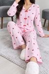 Kadın Kaşkorse Pijama Takımı Pembe