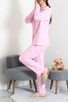 Kadın Süet Düğmeli Pijama Takımı Pembekalpli