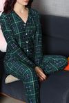Kadın Süet Düğmeli Pijama Takımı Zümrüt