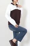 Kadın 3 İplik Yarım Fermuarlı Sweatshirt Ekrukahve