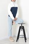 Kadın 3 İplik Yarım Fermuarlı Sweatshirt Ekrulaci