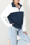 Kadın 3 İplik Yarım Fermuarlı Sweatshirt Ekrulaci
