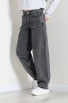 Kadın Dikiş Detaylı Baggy Kot Pantolon Füme