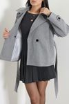 Kadın Astarlı Oversize İthal Kaşe Kaban Gri Model TV-101352