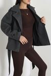 Kadın Astarlı Oversize İthal Kaşe Kaban Antrasit Model TV-101356