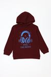 3 İplik Kapşonlu Çocuk Sweat Bordo Model TV-101499