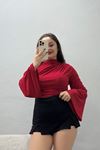 Kadın Sandy Drapeli Kimono Kol Bluz Kırmızı