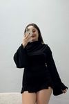 Kadın Sandy Drapeli Kimono Kol Bluz Siyah