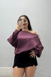 Kadın Modal Kayık Yaka Oversize Sweat Gül Kurusu