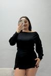 Kadın Buzzy Asimetrik Kesim Bluz Siyah
