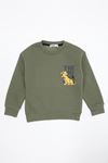 Üç İplik Şardonlu Çocuk Sweat Haki